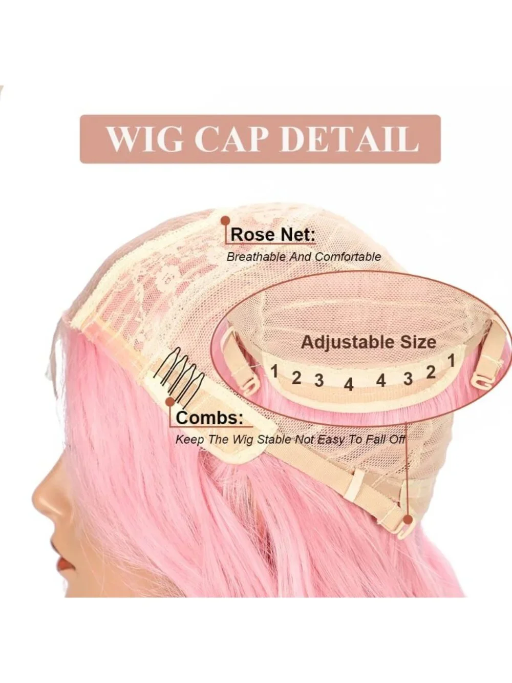 26 Inch Women's Pink Long Wavy Curly Hair Wig Halloween Cosplay